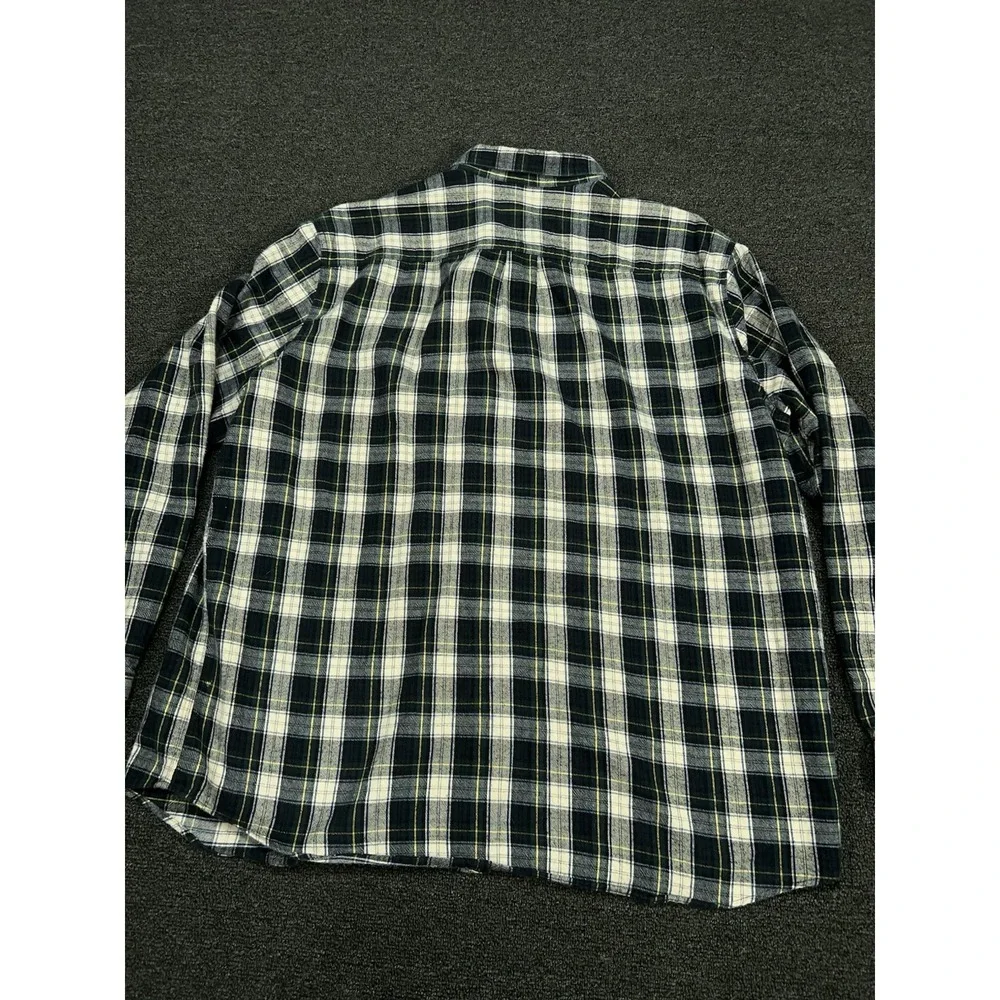 LL Bean Flannel Shirt Men's 2XL Button Down Green Plaid Traditional Fit Gorpcore